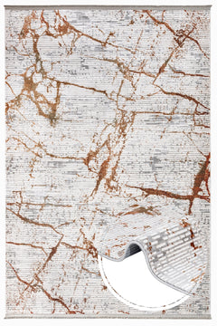 Modern Area Rug – Copper Machine Made Rug With Fringed Edges | Durable Acrylic Floor Carpet