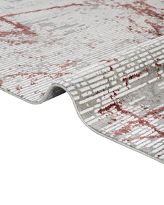 Modern Area Rug – Burgundy Machine Made Rug With Fringed Edges For Living Room