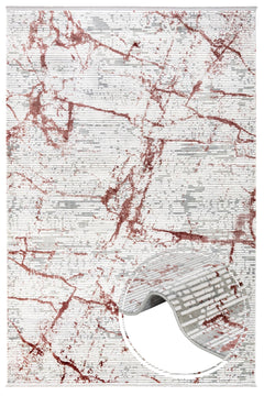 Modern Area Rug – Burgundy Machine Made Rug With Fringed Edges For Living Room