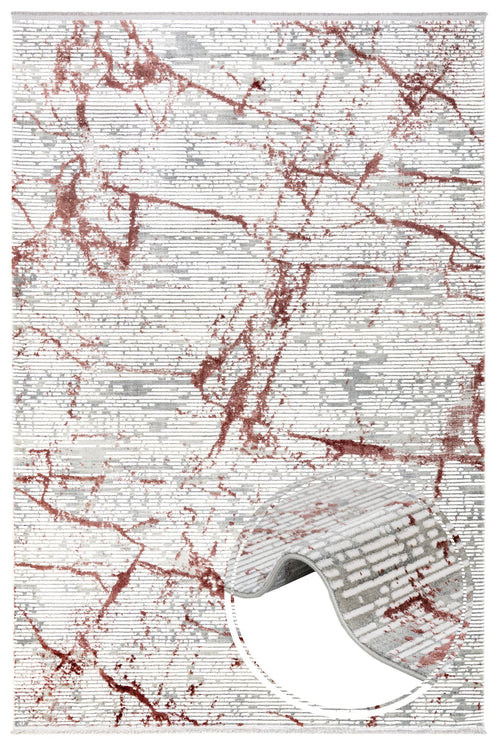 Modern Area Rug – Burgundy Machine Made Rug With Fringed Edges For Living Room