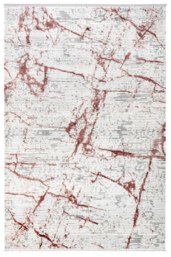 Modern Area Rug – Burgundy Machine Made Rug With Fringed Edges For Living Room