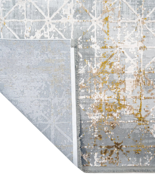 Geometric Area Rug - Machine Made Brown Acrylic Floor Rug with Fringed Edges