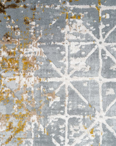 Geometric Area Rug - Machine Made Brown Acrylic Floor Rug with Fringed Edges