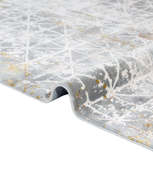 Geometric Area Rug - Machine Made Brown Acrylic Floor Rug with Fringed Edges