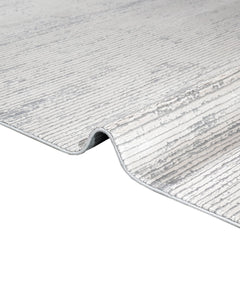 Modern Area Rug – Machine Made Grey Acrylic Carpet with Fringed Edges