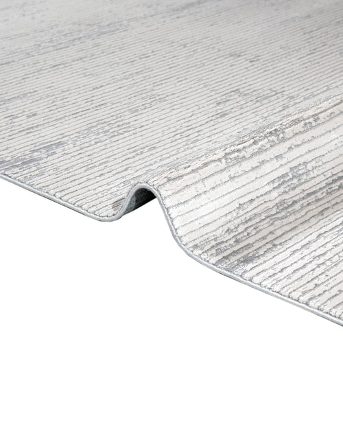 Modern Area Rug – Machine Made Grey Acrylic Carpet with Fringed Edges