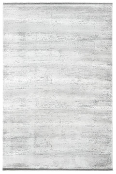Modern Area Rug – Machine Made Grey Acrylic Carpet with Fringed Edges
