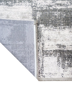 Modern Area Rug – Grey Machine Made Rug with Fringed Edges for Stylish Home