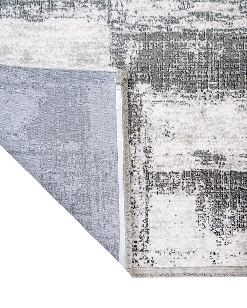 Modern Area Rug – Grey Machine Made Rug with Fringed Edges for Stylish Home