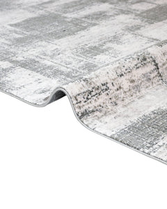 Modern Area Rug – Grey Machine Made Rug with Fringed Edges for Stylish Home