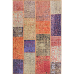 Patchwork Area Rug - Washable Non Slip Cotton Microfiber Carpet for Living Room