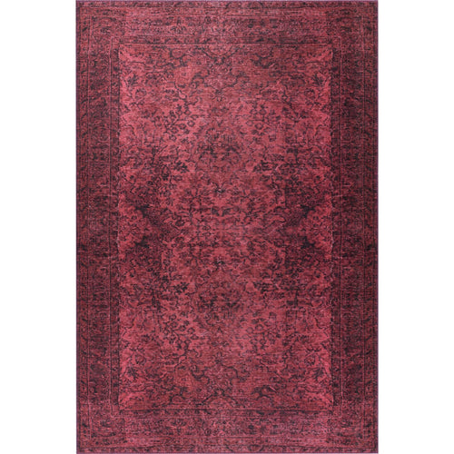 Vintage Cotton Area Rug - Washable Non Slip Red Soft Microfiber Rug for Living Room
