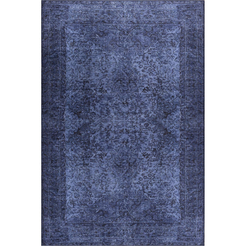 Vintage Cotton Area Rug – Washable Non Slip Navy Blue Soft Microfiber Carpet