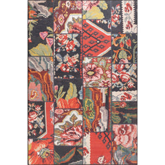 Patchwork Area Rug - Washable Non Slip Cotton Area Rug with Soft Microfiber