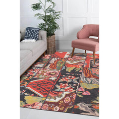 Patchwork Area Rug - Washable Non Slip Cotton Area Rug with Soft Microfiber
