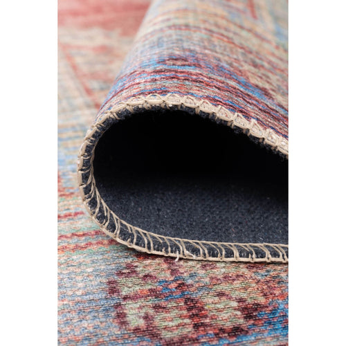 Digital Print Area Rug – Washable Non Slip Orange Medallion Cotton Carpet