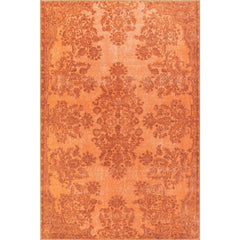 Digital Print Area Rug – Orange Medallion Cotton Carpet | Soft, Dust Resistant, Washable