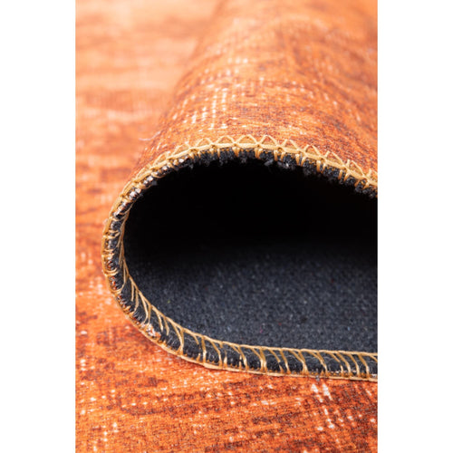 Digital Print Area Rug – Orange Medallion Cotton Carpet | Soft, Dust Resistant, Washable