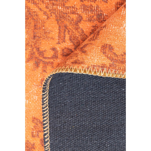 Digital Print Area Rug – Orange Medallion Cotton Carpet | Soft, Dust Resistant, Washable