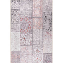 Pink Patchwork Area Rug – Washable Non Slip Cotton Soft Microfiber Carpet