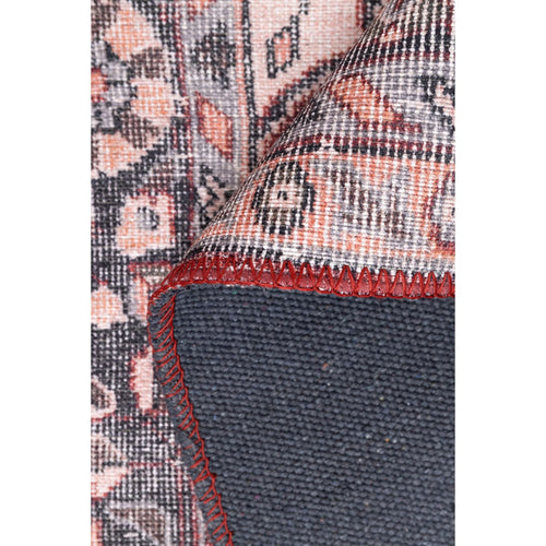 Burgundy Medallion Rug – Washable Non Slip Cotton Area Rug with Soft Microfiber