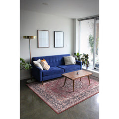 Burgundy Medallion Rug – Washable Non Slip Cotton Area Rug with Soft Microfiber