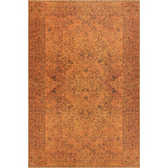 Digital Print Area Rug – Orange Medallion Cotton Washable Non Slip Carpet