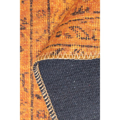 Digital Print Area Rug – Orange Medallion Cotton Washable Non Slip Carpet