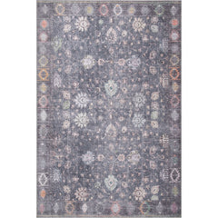 Grey Floral Area Rug – Washable Non Slip Cotton Carpet | Soft Microfiber, Dust Resistant