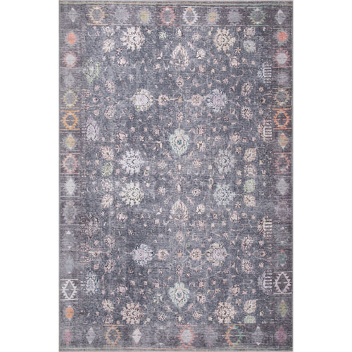 Grey Floral Area Rug – Washable Non Slip Cotton Carpet | Soft Microfiber, Dust Resistant