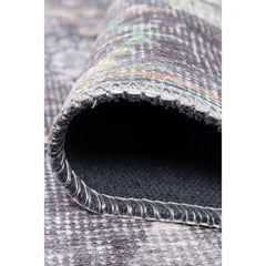 Grey Floral Area Rug – Washable Non Slip Cotton Carpet | Soft Microfiber, Dust Resistant