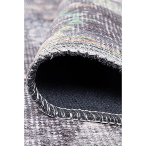 Grey Floral Area Rug – Washable Non Slip Cotton Carpet | Soft Microfiber, Dust Resistant