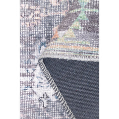 Grey Floral Area Rug – Washable Non Slip Cotton Carpet | Soft Microfiber, Dust Resistant