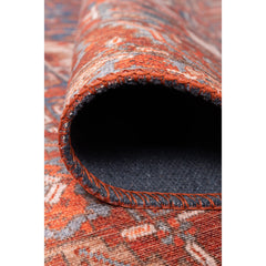 Digital Print Area Rug – Washable Non Slip Orange Medallion Cotton Carpet