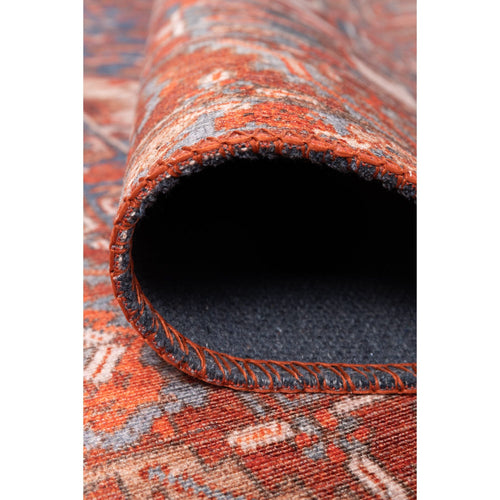 Digital Print Area Rug – Washable Non Slip Orange Medallion Cotton Carpet