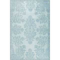 Digital Print Area Rug – Turquoise Medallion Cotton Machine Made Carpet