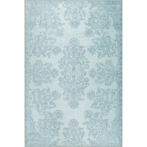 Digital Print Area Rug – Turquoise Medallion Cotton Machine Made Carpet