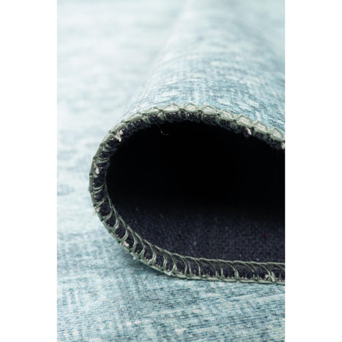 Digital Print Area Rug – Turquoise Medallion Cotton Machine Made Carpet