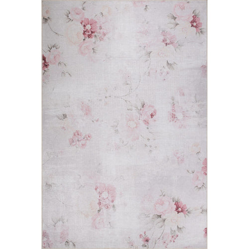 Digital Print Area Rug - Grey Floral Cotton Rug | Soft Microfiber Carpet
