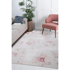 Digital Print Area Rug - Grey Floral Cotton Rug | Soft Microfiber Carpet