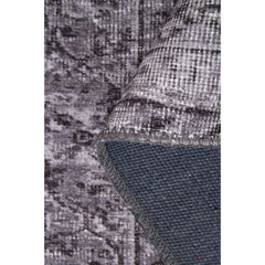 Vintage Cotton Area Rug – Washable Non Slip Anthracite Soft Microfiber Carpet