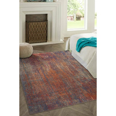 Digital Print Area Rug – Modern Cotton Orange Washable Non Slip Carpet