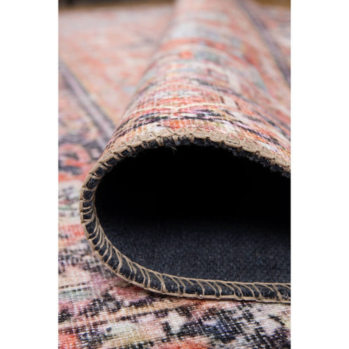 Digital Print Area Rug – Washable Non Slip Cotton Orange Medallion Rug for Living Room