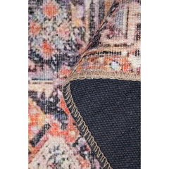 Digital Print Area Rug – Washable Non Slip Cotton Orange Medallion Rug for Living Room