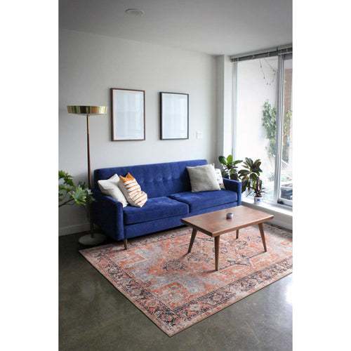 Digital Print Area Rug – Washable Non Slip Cotton Orange Medallion Rug for Living Room