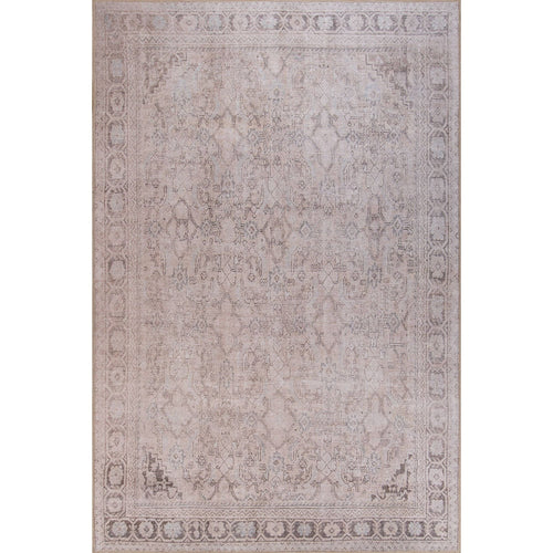 Beige Ethnic Area Rug - Washable Non Slip Cotton Microfiber Soft Carpet