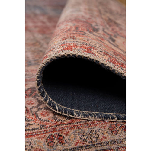 Digital Print Area Rug - Washable Non Slip Cotton Red Medallion Rug for Living Room