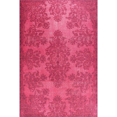 Vintage Cotton Area Rug – Washable Non Slip Pink Retro Style Carpet for Living Room