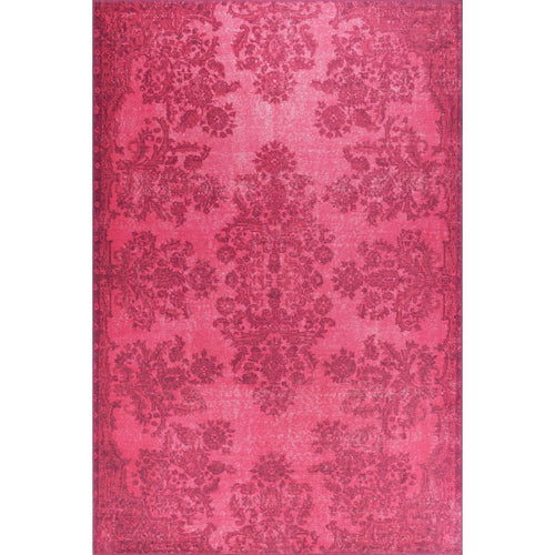 Vintage Cotton Area Rug – Washable Non Slip Pink Retro Style Carpet for Living Room
