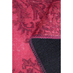 Vintage Cotton Area Rug – Washable Non Slip Pink Retro Style Carpet for Living Room